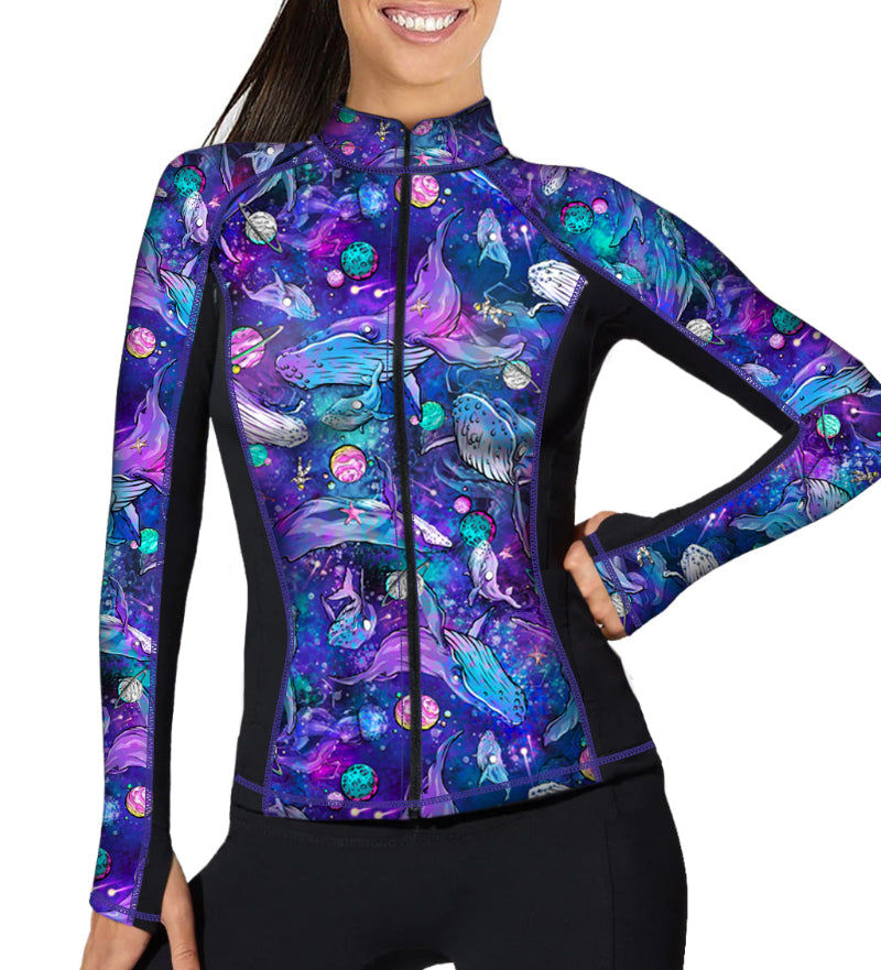Spacefish Army Full Zip Cosmic Whale Rash Guard