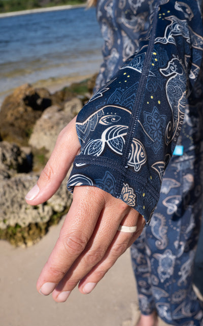 Eco-friendly Full Zip Up Ocean Mandala Rash Guard