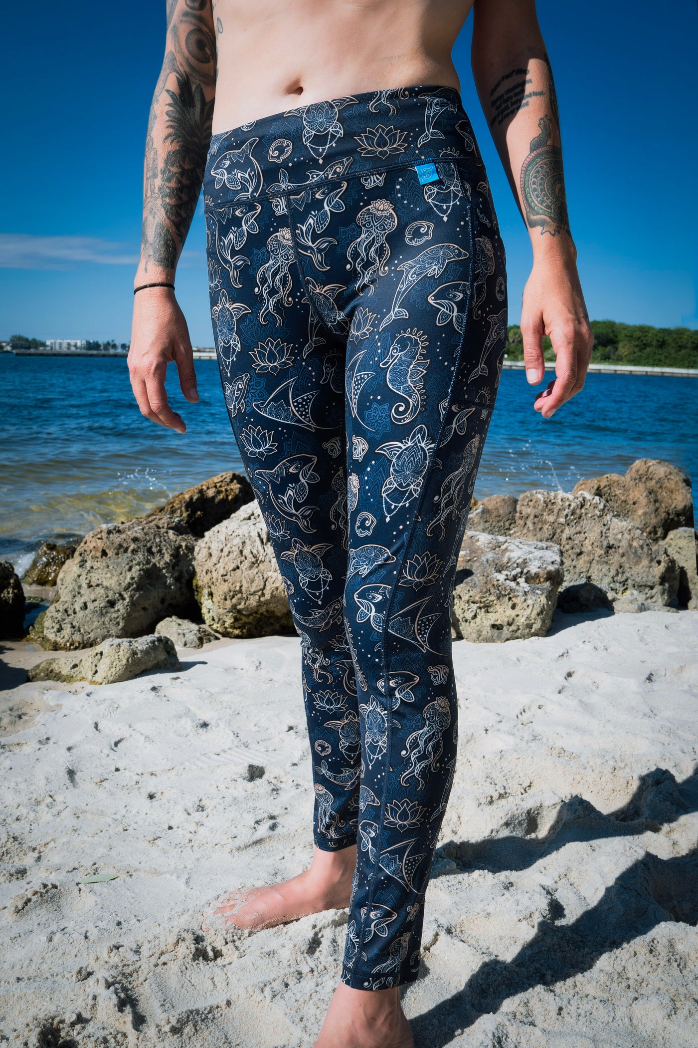 Eco-Friendly Ocean Mandala Contour Leggings