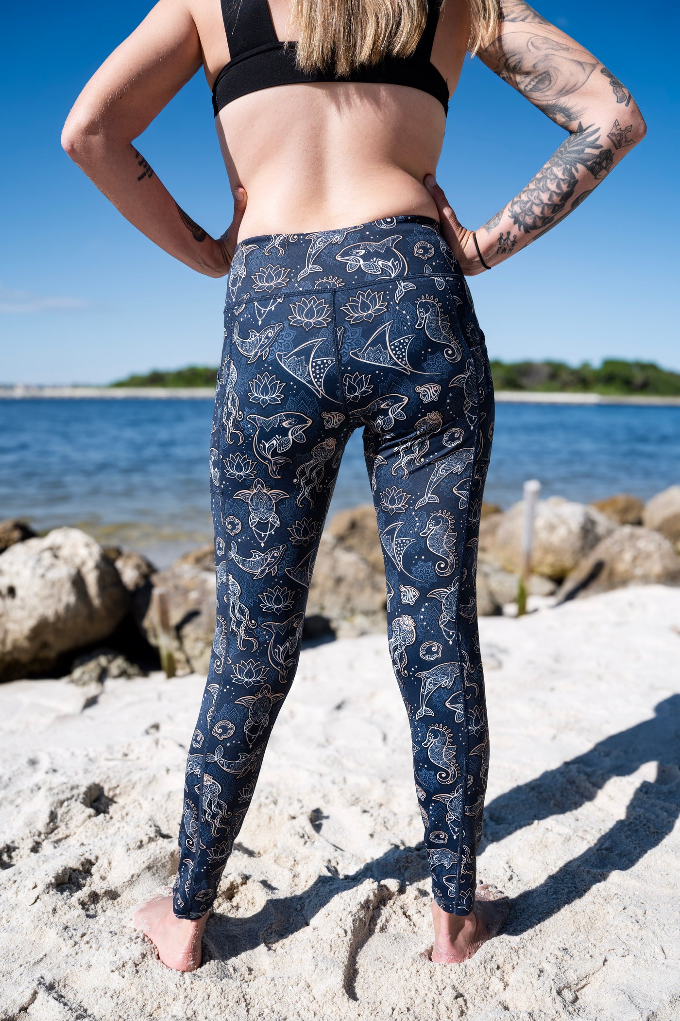 Eco-Friendly Ocean Mandala Contour Leggings