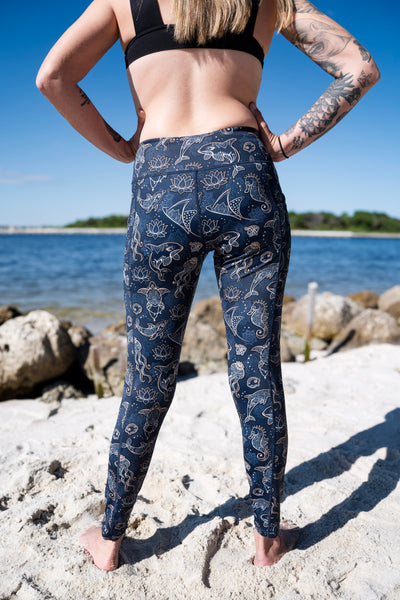 Eco-Friendly Ocean Mandala Contour Leggings