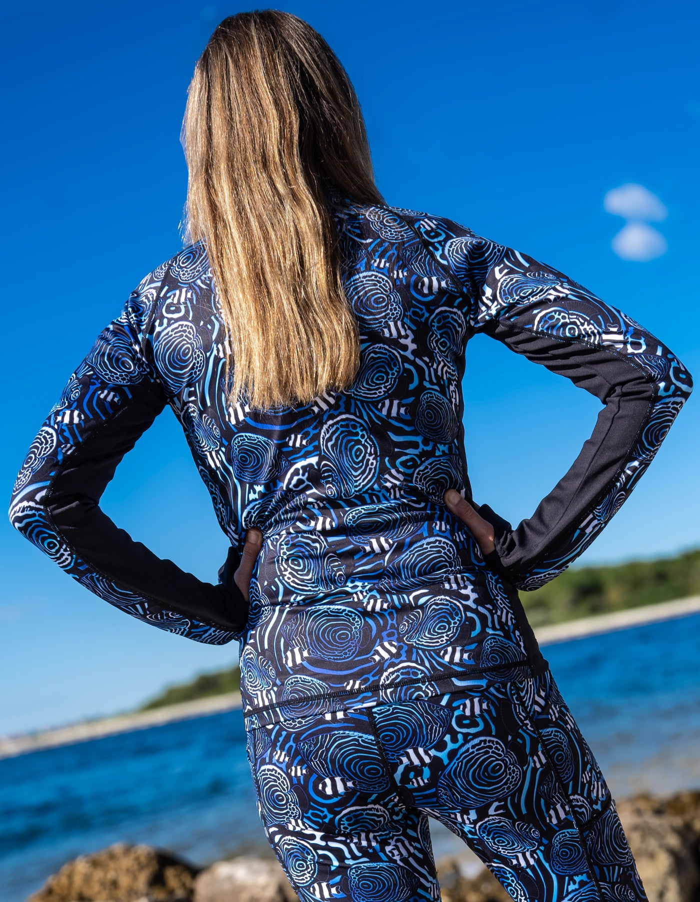 Eco-friendly Full Zip Up Angelfish Hypnosis Rash Guard