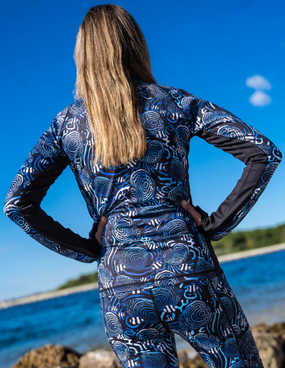 Eco-friendly Full Zip Up Angelfish Hypnosis Rash Guard