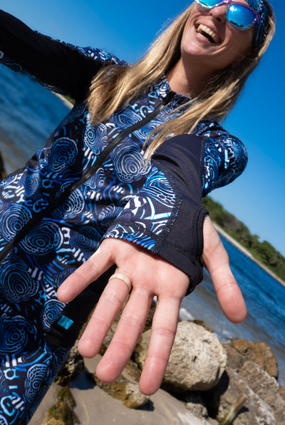 Eco-friendly Full Zip Up Angelfish Hypnosis Rash Guard