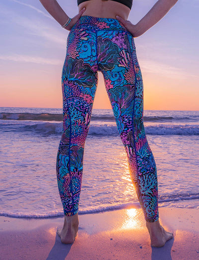 Eco-Friendly Coral Kaleidoscope Contour Leggings