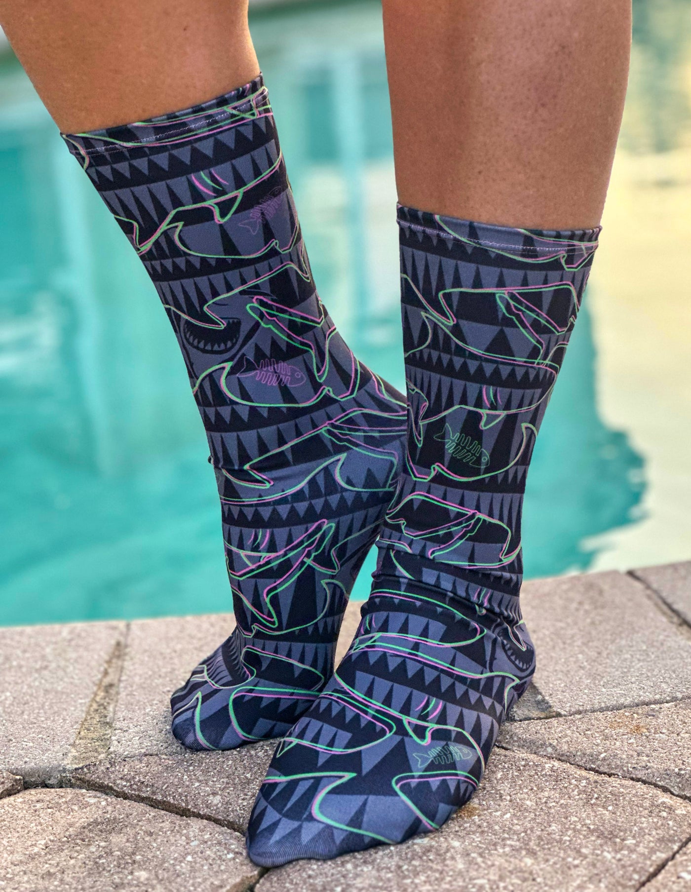 Eco-friendly Neon Jaws Dive Socks