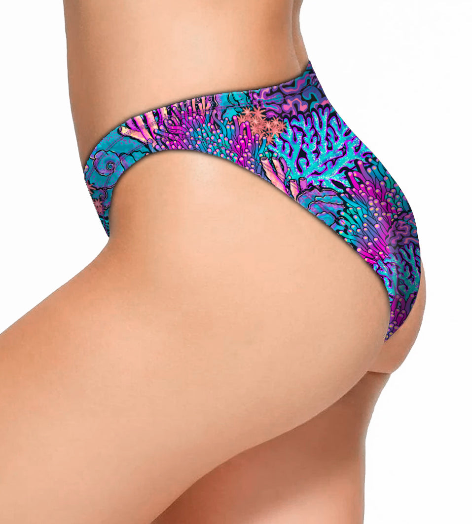 Eco friendly Coral Kaleidoscope Cheeky Bikini Bottoms