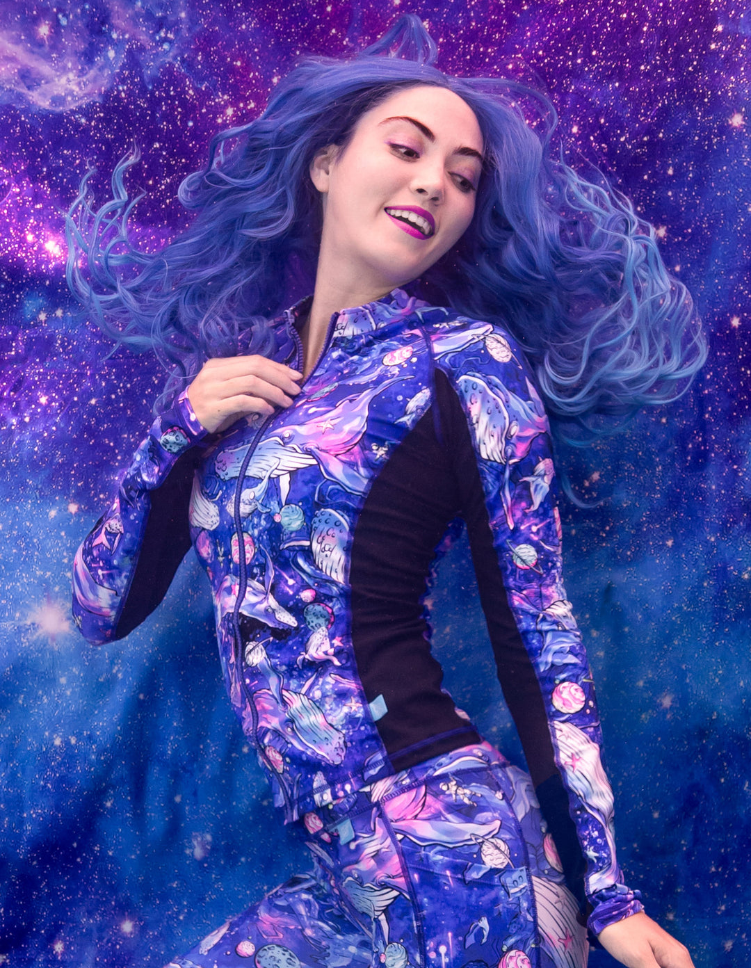 Spacefish Army Full Zip Cosmic Whale Rash Guard
