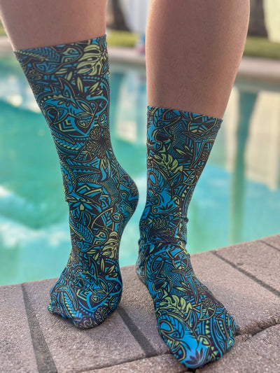 Eco-friendly Hammerhead Hibiscus Dive Socks