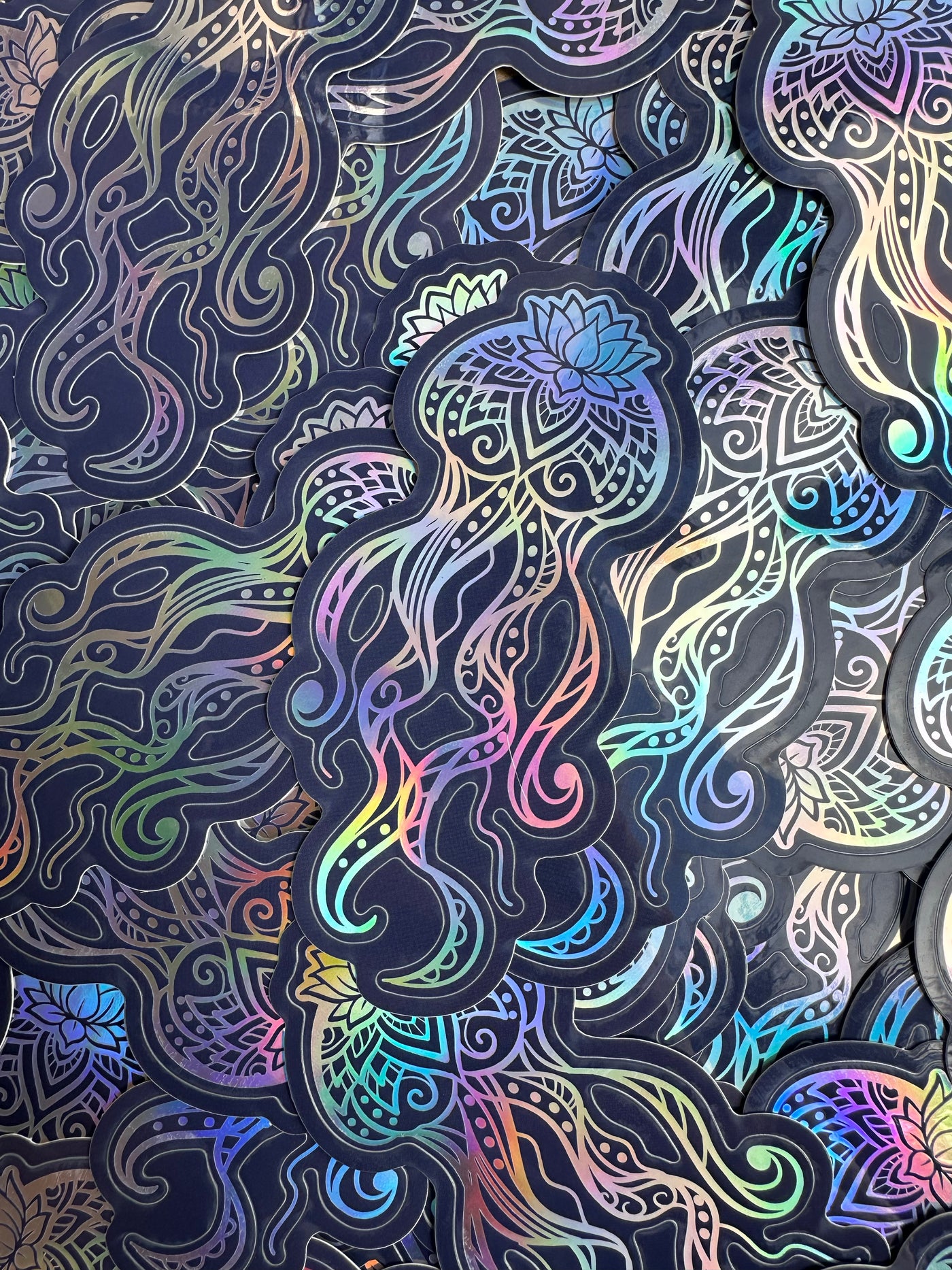 Holographic Zen Jellyfish Sticker