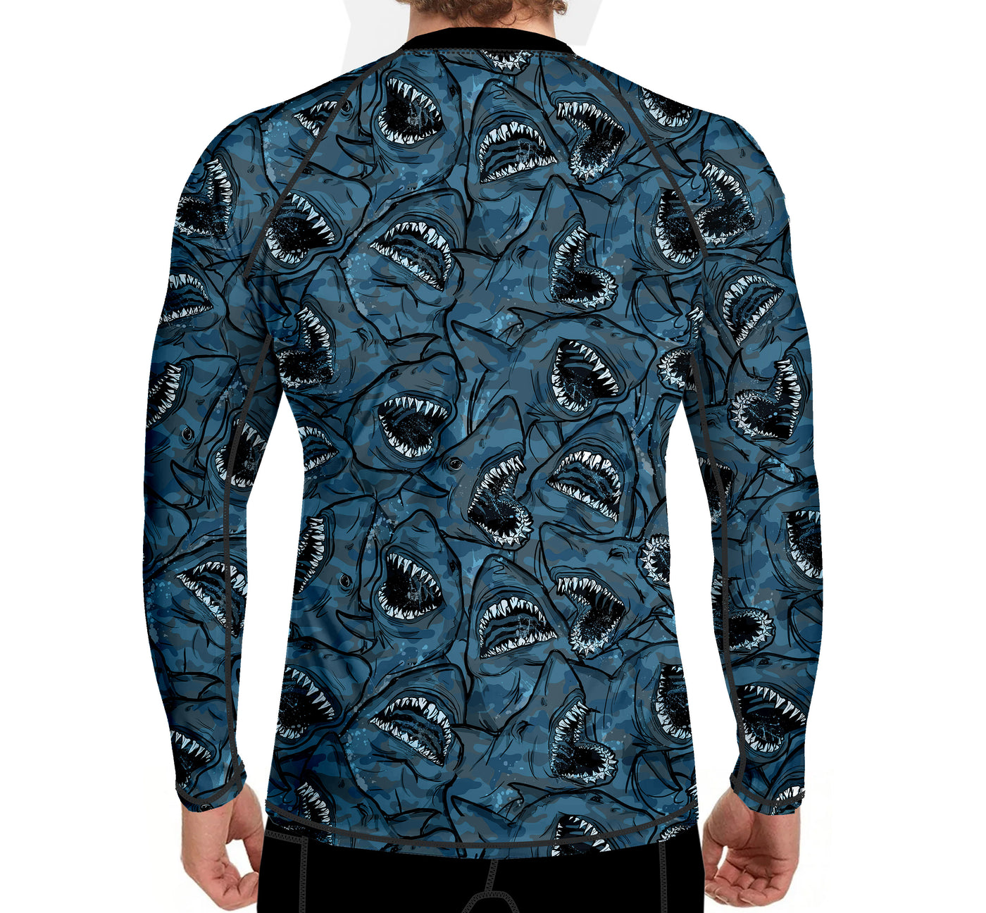 MENS Eco-friendly Shark Camo Rash Guard