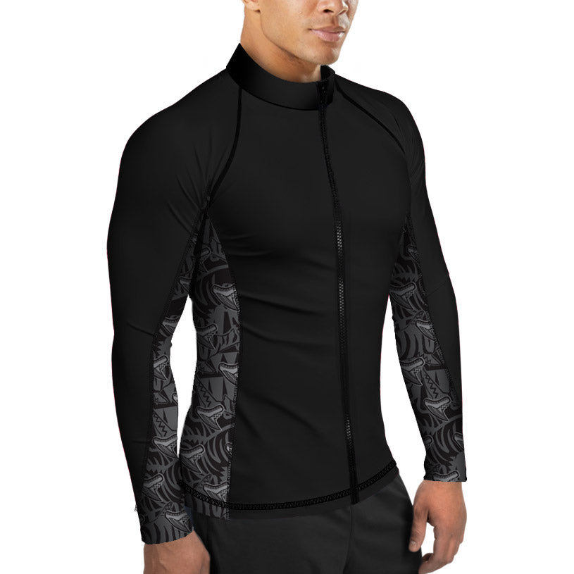 Spacefish Army Mens Full Zip Tiger Shark Rash Guard