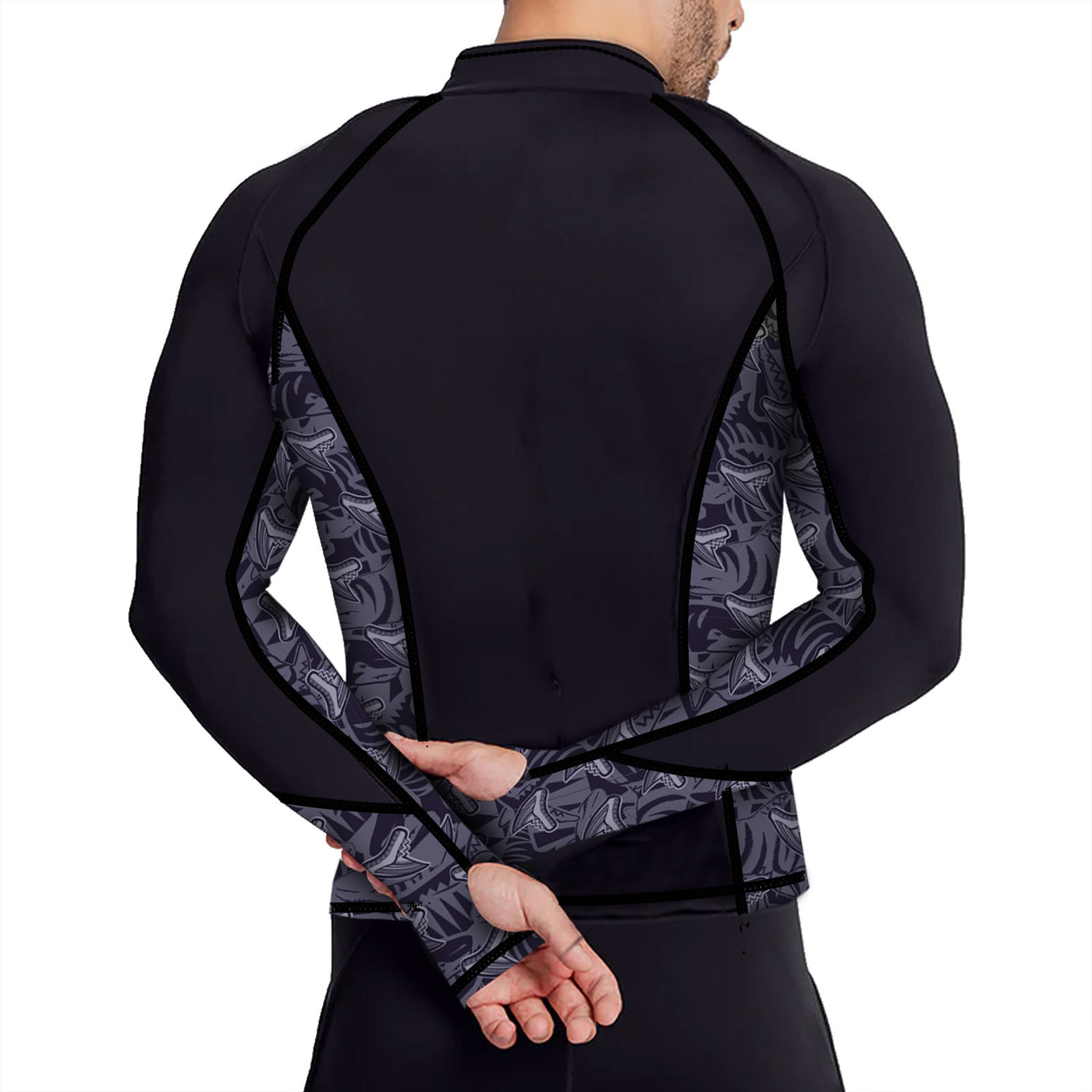 Spacefish Army Mens Full Zip Tiger Shark Rash Guard