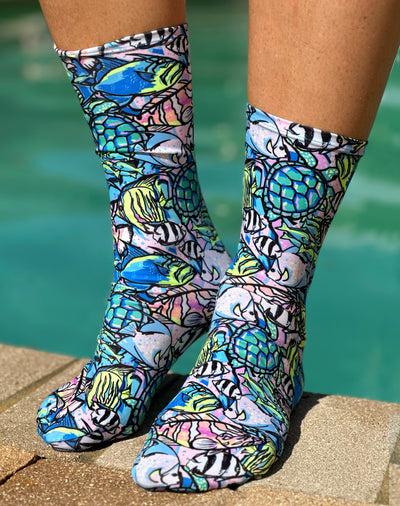 Eco-friendly Neon Fish Frenzy Dive Socks