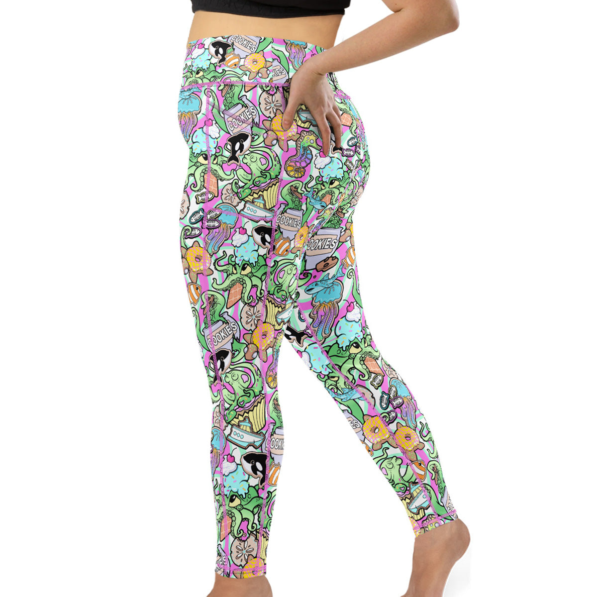 Plus Size Eco-Friendly Candy Octopus Contour Leggings