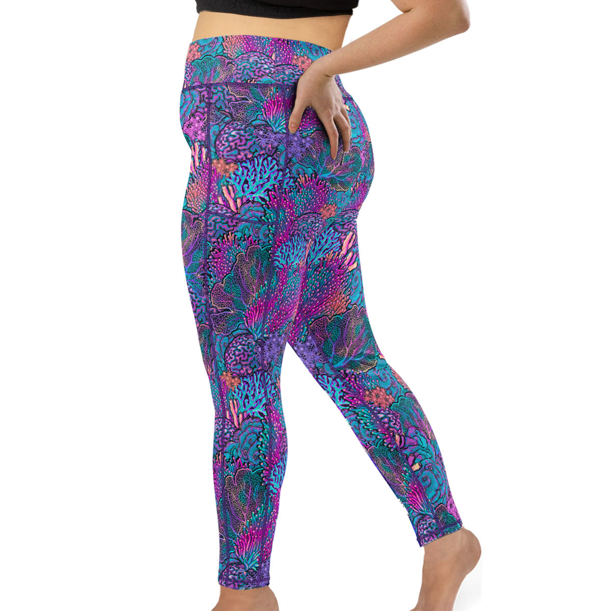 Plus Size Eco-Friendly Coral Kaleidoscope Leggings