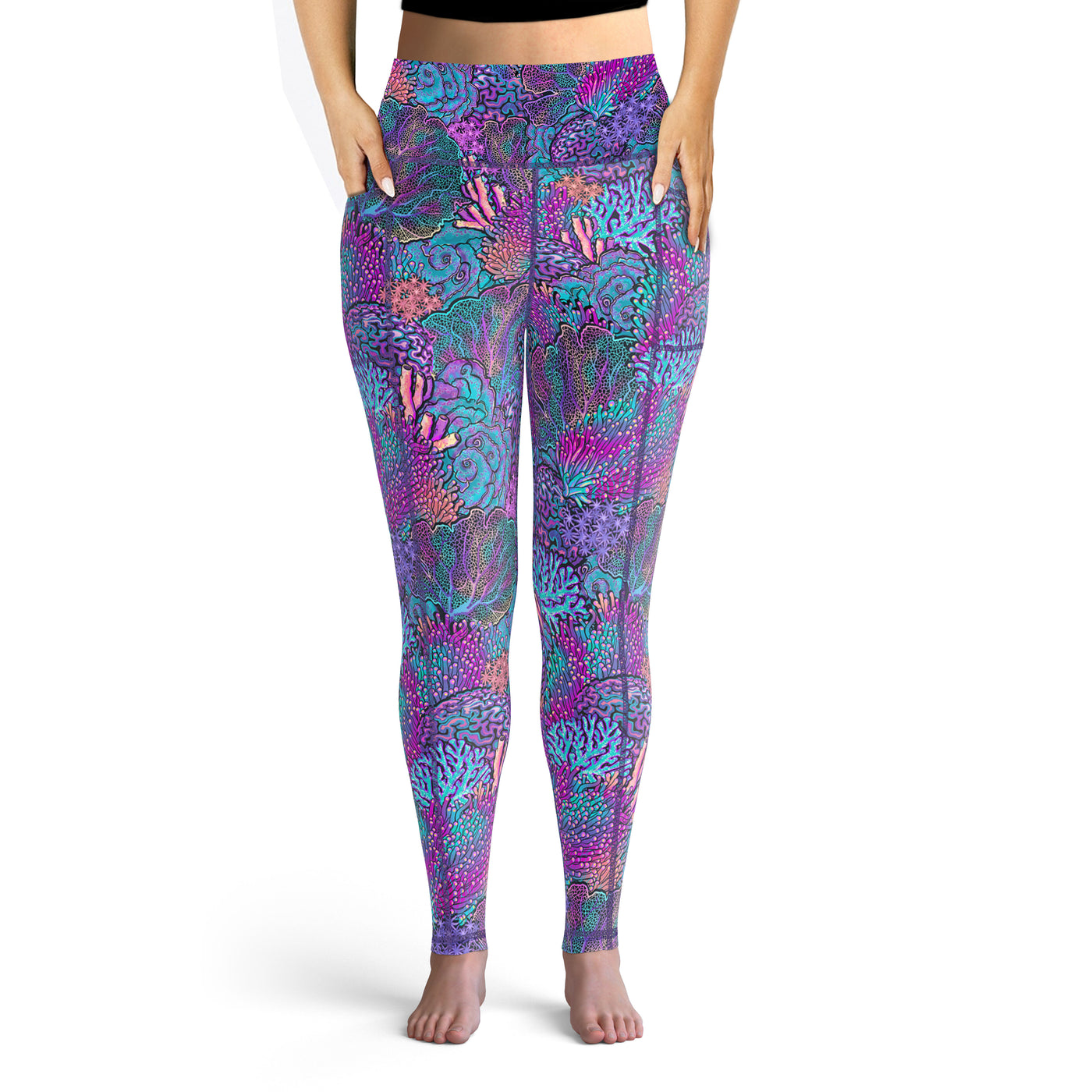 Plus Size Eco-Friendly Coral Kaleidoscope Leggings