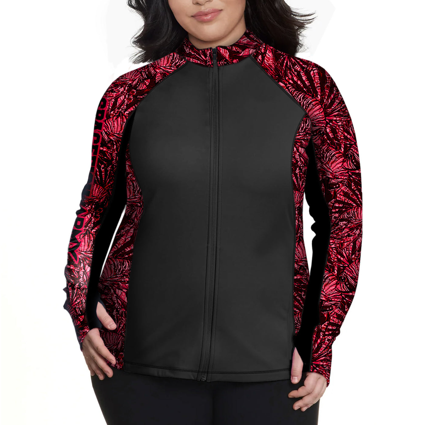 Plus Size Eco-friendly Full Zip Up Lionfish Invasion Rash Guard
