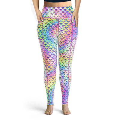 Plus Size Eco-Friendly Psychedelic Mermaid Leggings