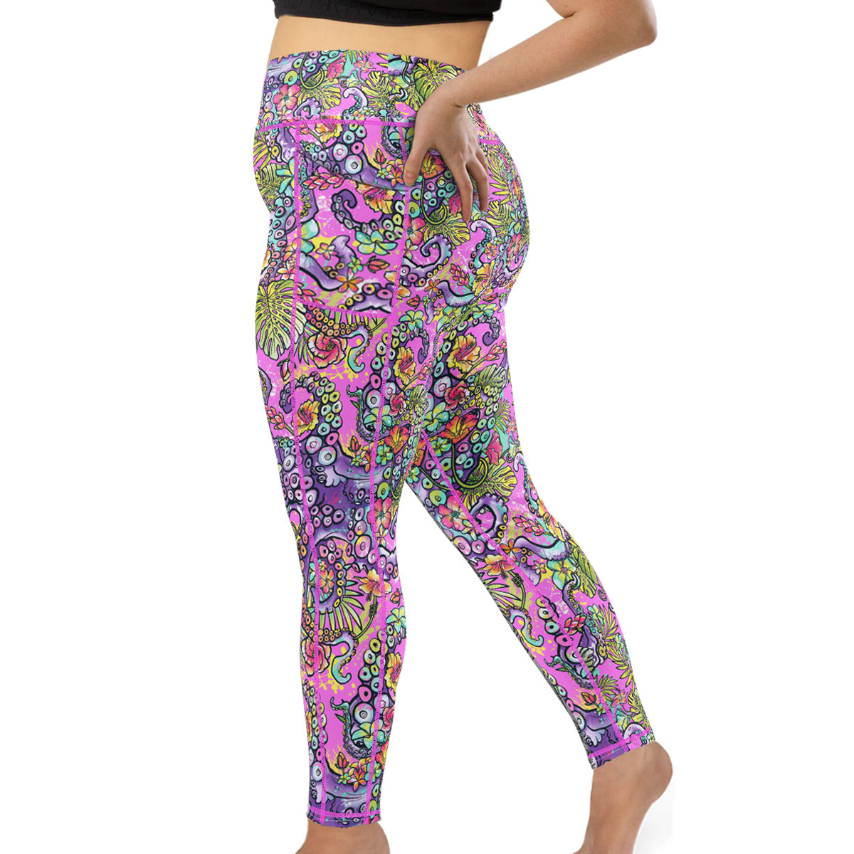 Plus Size Eco-friendly Octofloral Splatterparty Leggings