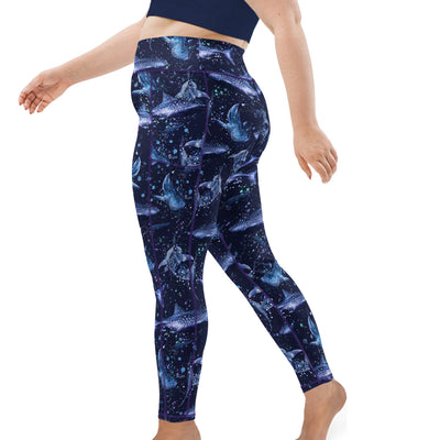 Galaxy Leggings, Yoga Space Print Pants, Blue Cosmic Celestial Constel –  Starcove Fashion