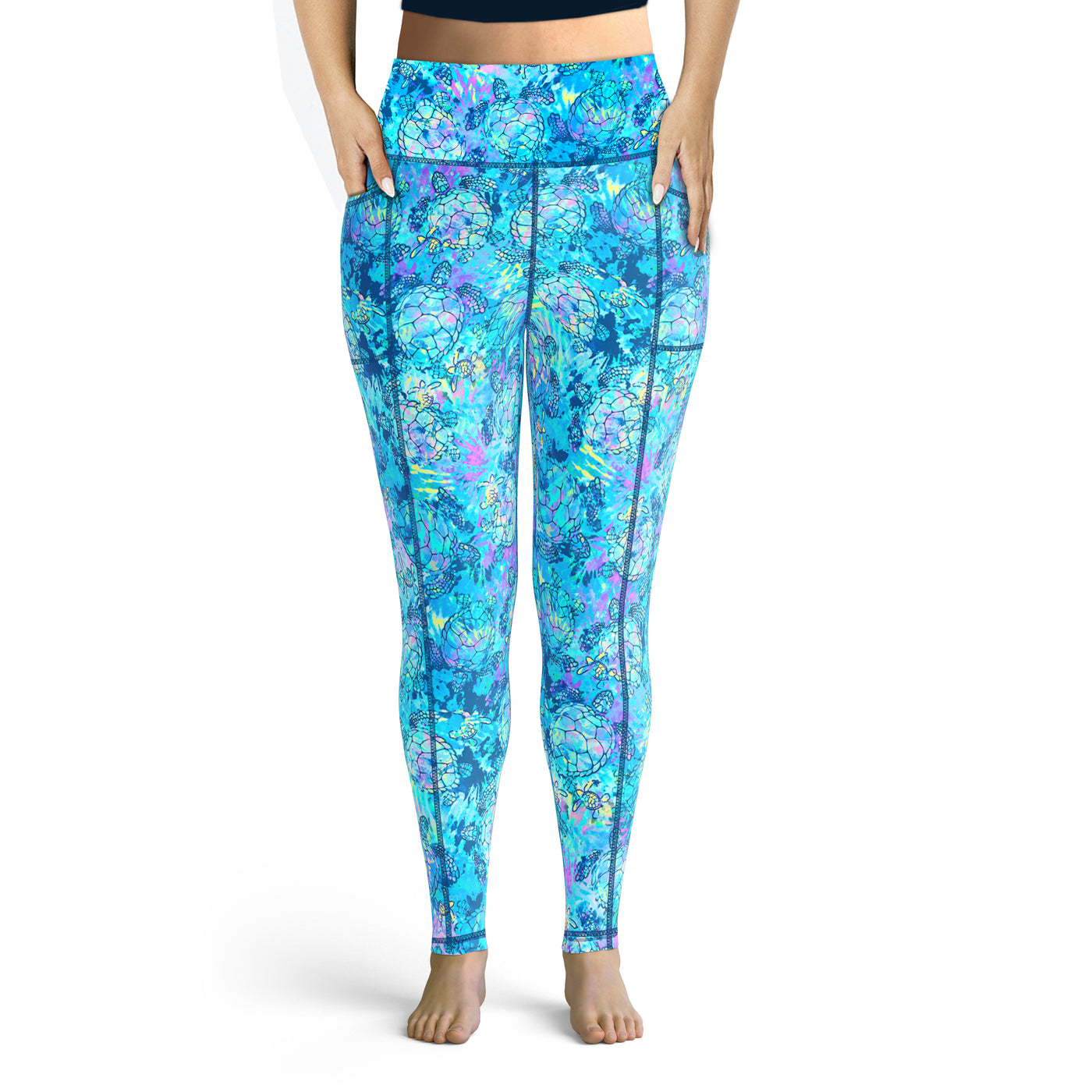 Plus Size Eco-Friendly Turtle Tie Dye Contour Leggings