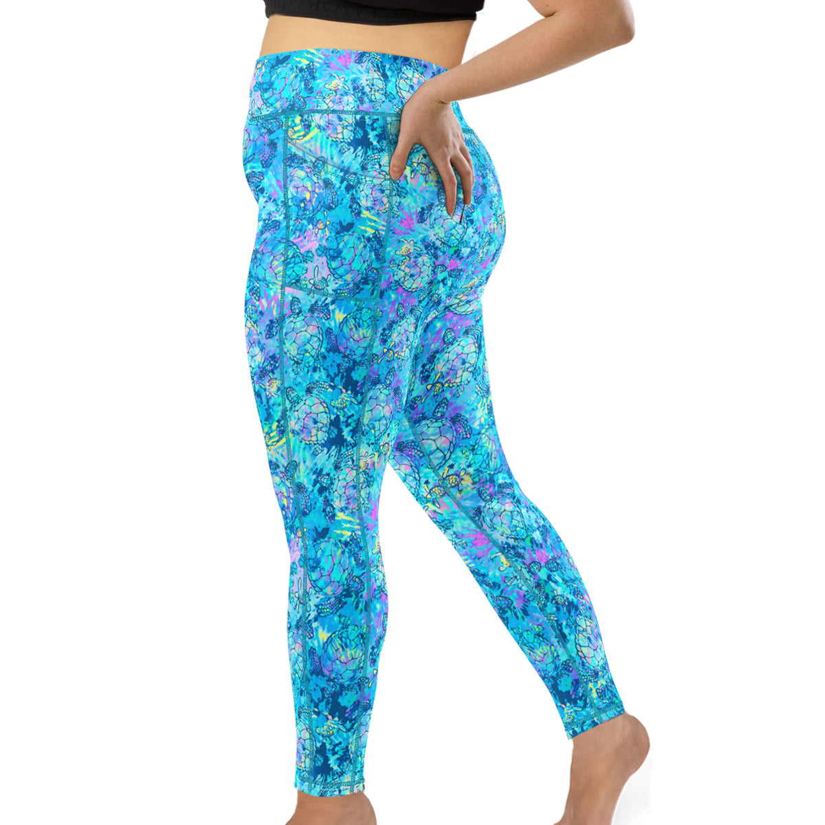Plus Size Eco-Friendly Turtle Tie Dye Contour Leggings