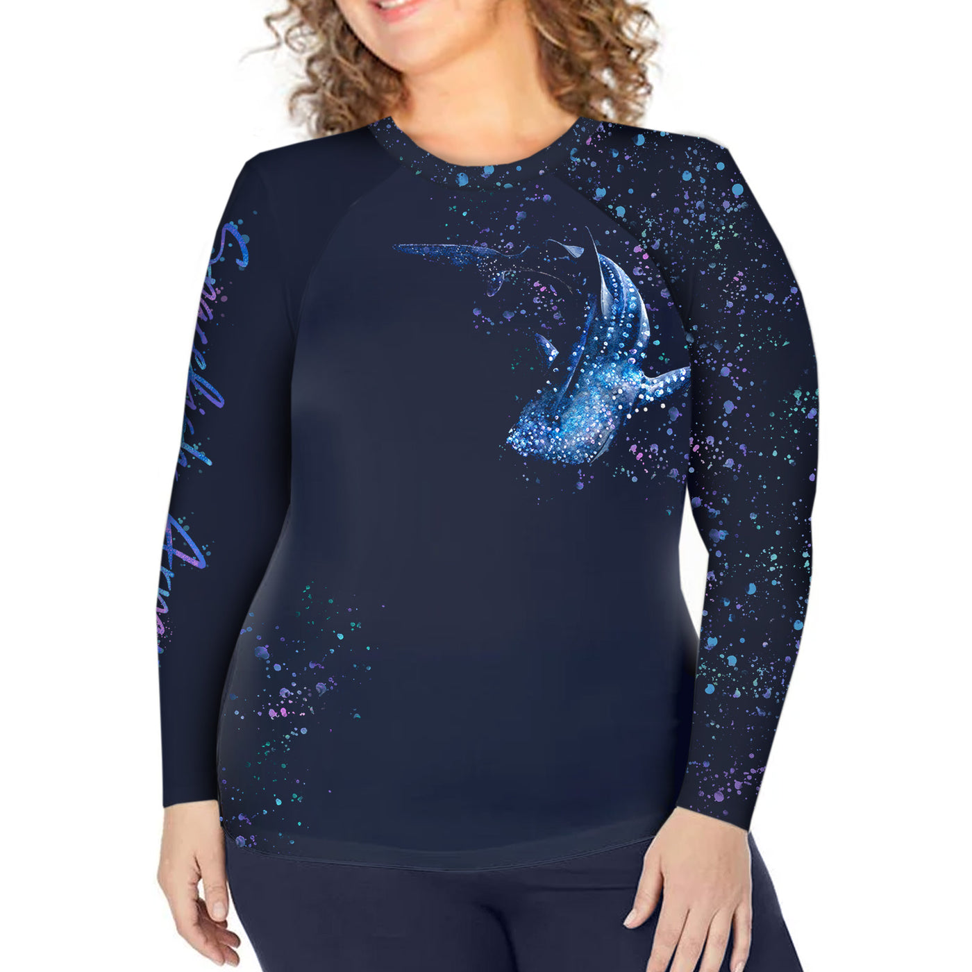 Plus Size Whale Shark Wonderland Rash Guard