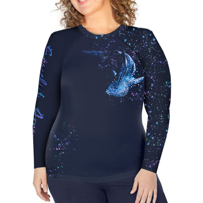 Plus Size Whale Shark Wonderland Rash Guard