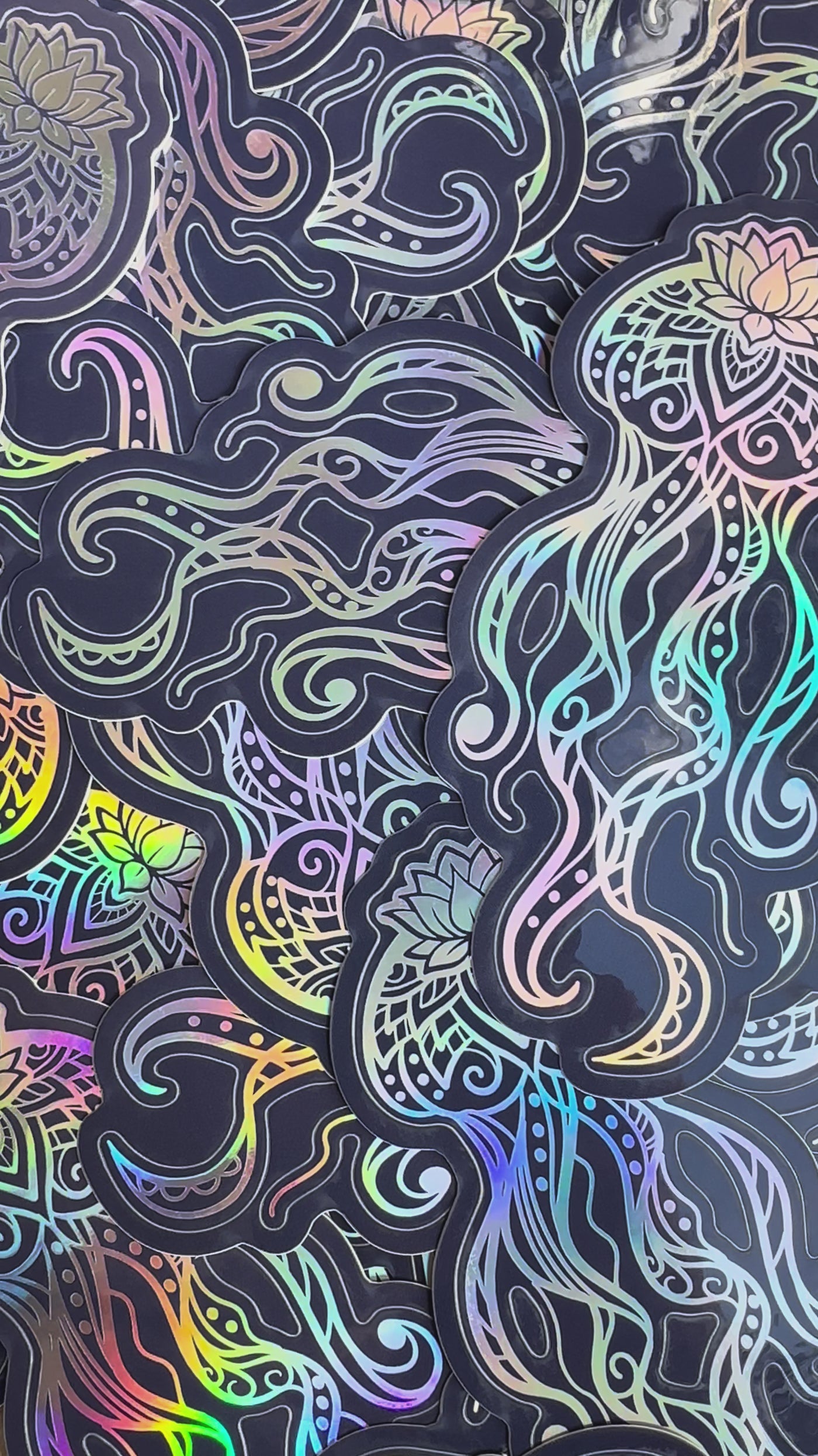 Holographic Zen Jellyfish Sticker