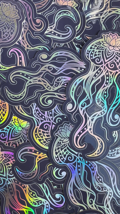 Holographic Zen Jellyfish Sticker