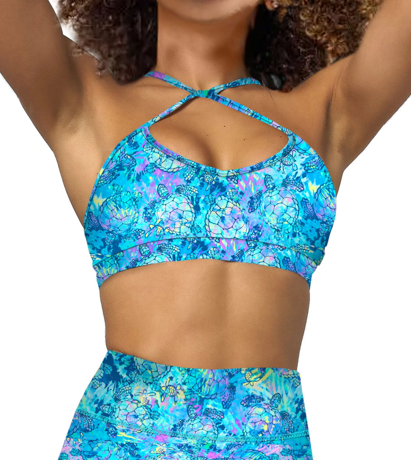 Eco-friendly Turtle Tie Dye Bikini Sports Bra Hybrid