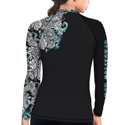 Electric Blue Octofloral Contour Rash Guard