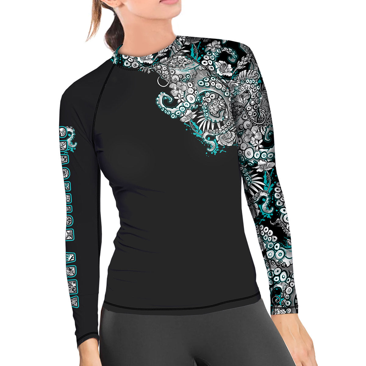 Electric Blue Octofloral Contour Rash Guard