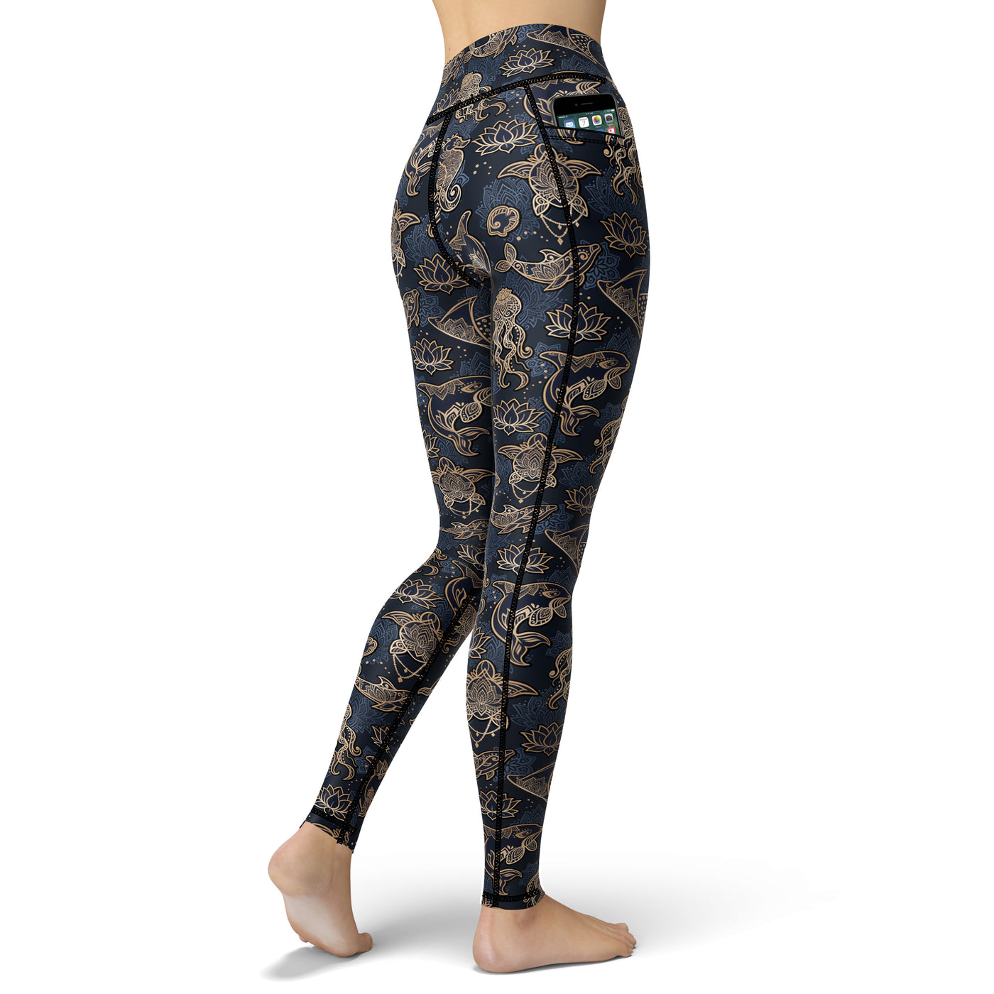 Eco-Friendly Ocean Mandala Contour Leggings