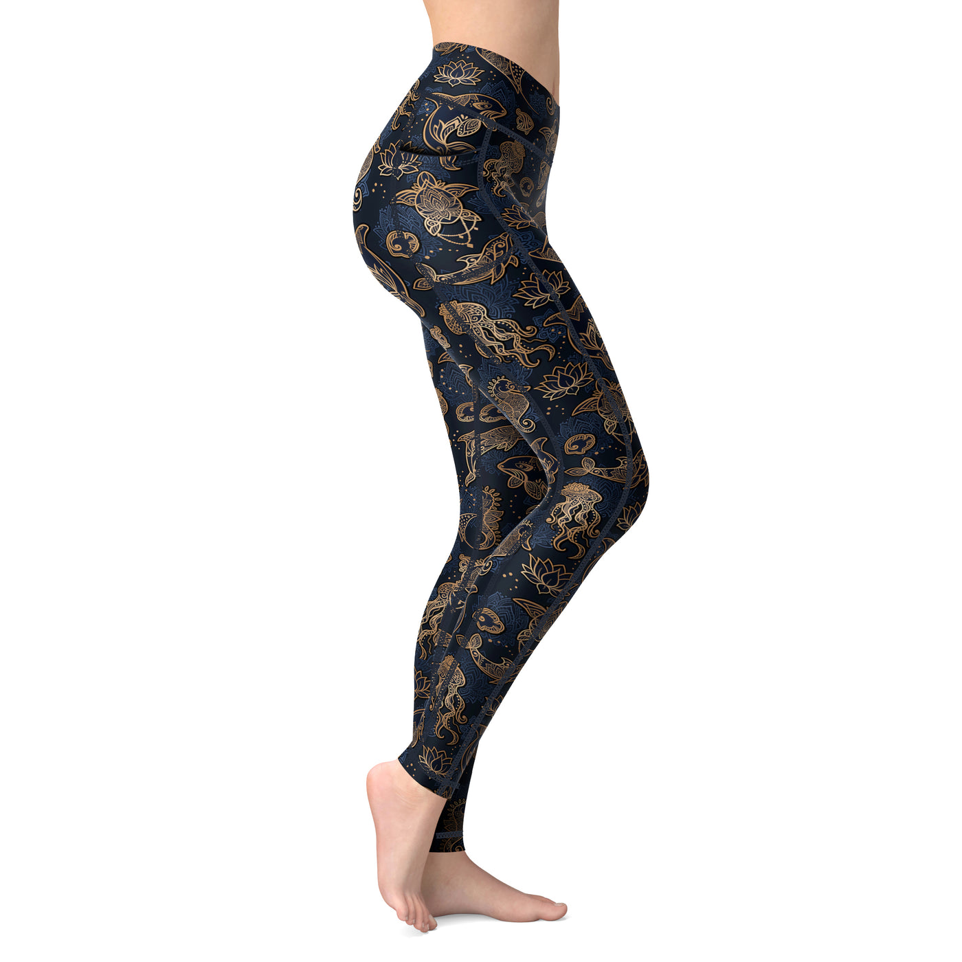 Eco-Friendly Ocean Mandala Contour Leggings
