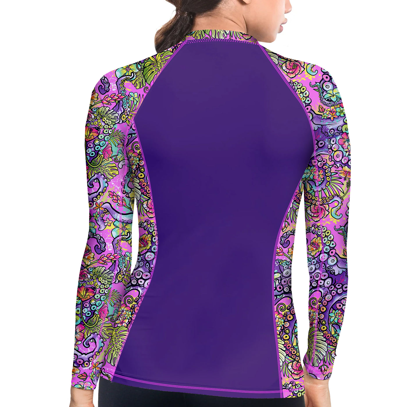 Eco-friendly Octofloral Splatterparty Contour Rash Guard