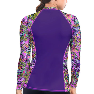 Eco-friendly Octofloral Splatterparty Contour Rash Guard