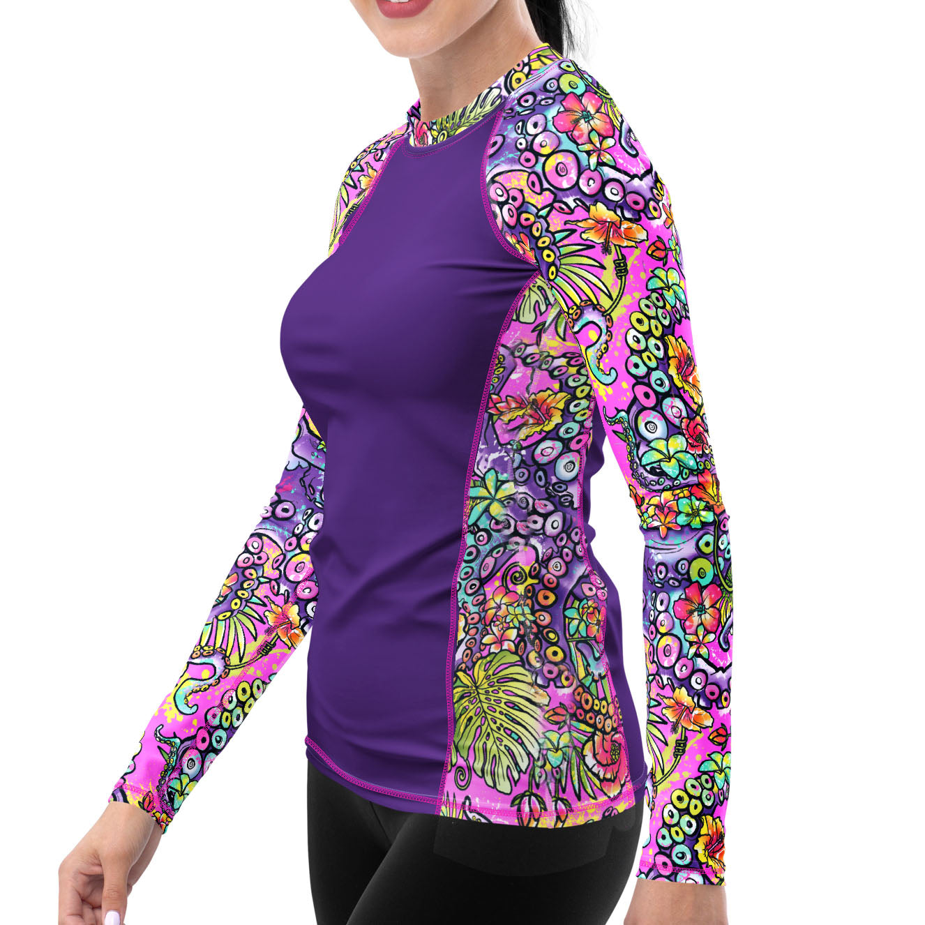 Womens Pink Octopus Rash Guard