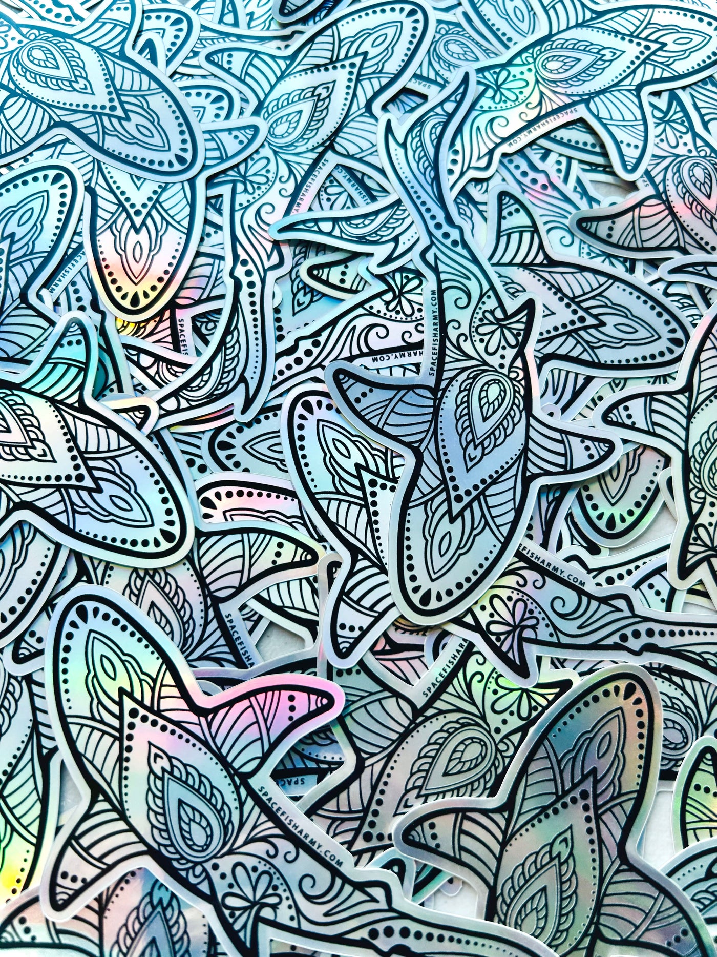 Holographic Shark Shakra Sticker