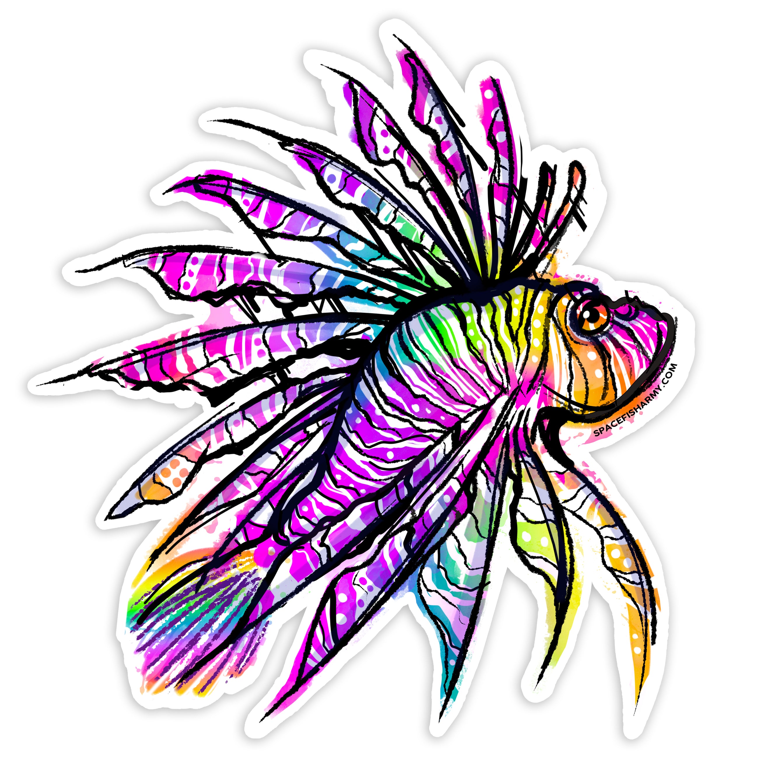 Lionfish Roars Clear Sticker