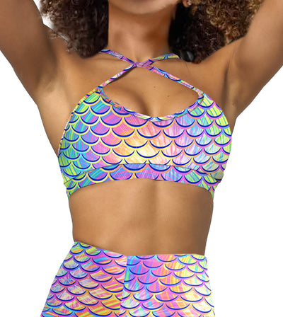 Eco-friendly Psychedelic Mermaid Bikini Sports Bra Hybrid