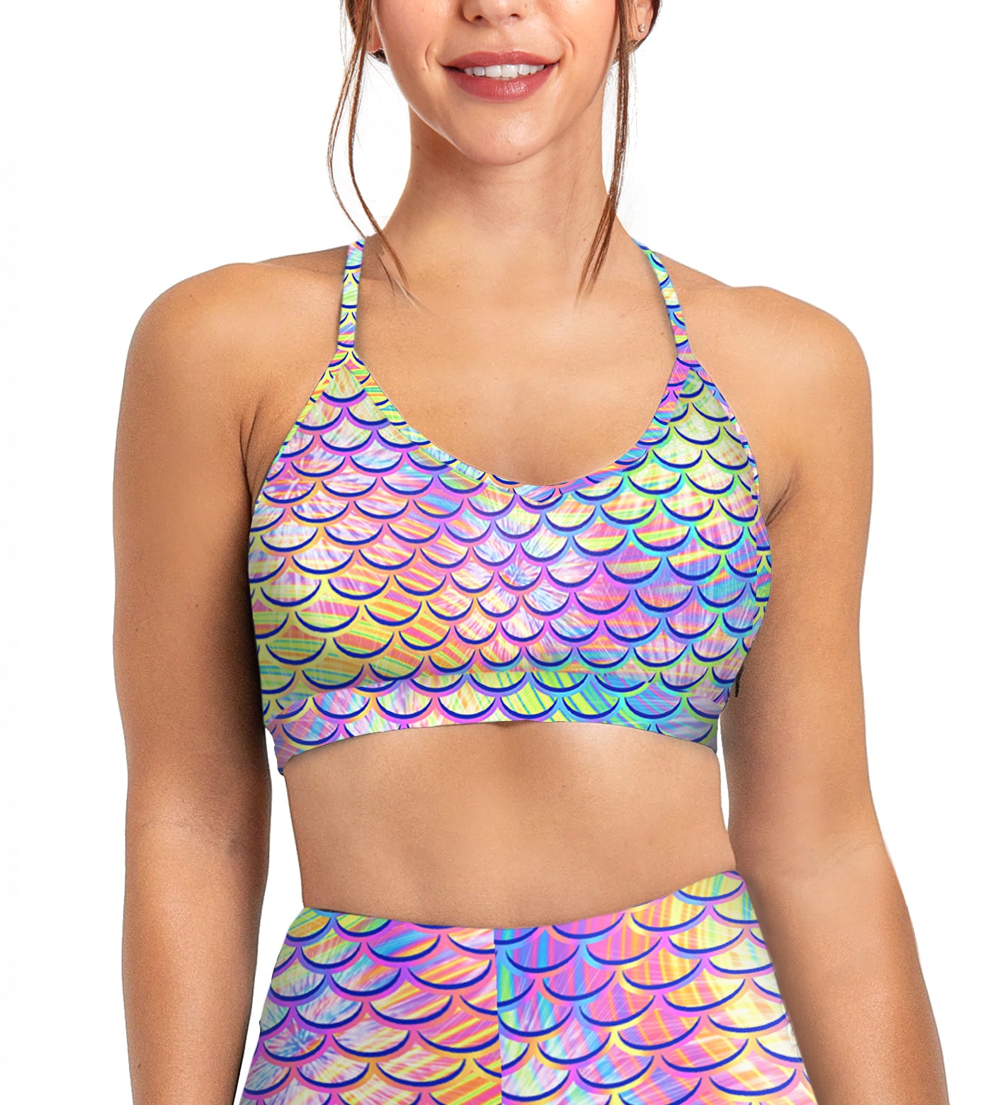 Eco-friendly Psychedelic Mermaid Bikini Sports Bra Hybrid