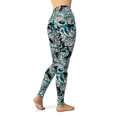 Spacefish Army Eco Friendly Blue Octopus Leggings - back